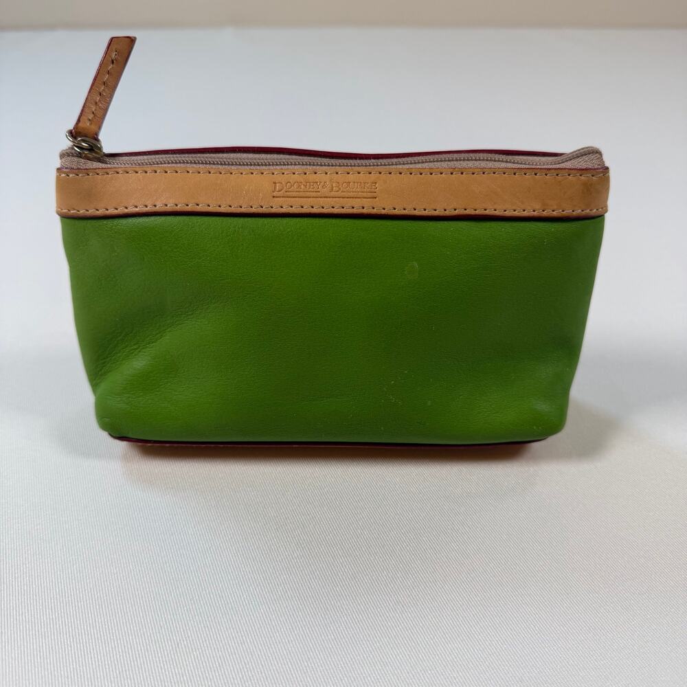 Dooney & Bourke green leather zippered small cosmetic pouch makeup bag